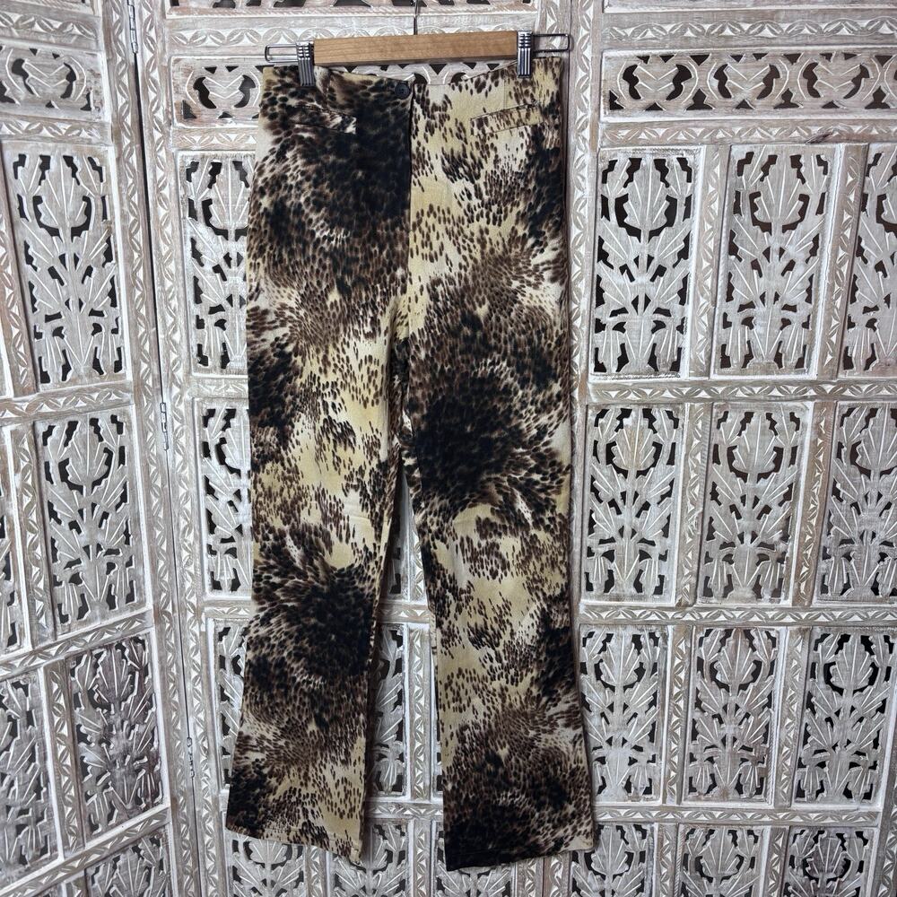 Cache Leopard Print Straight Leg Pants High Waist Stretch Y2K Mob Wife Sz Small